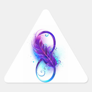 Infinity with Purple Feather Triangle Sticker