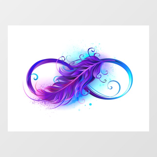 Infinity with Purple Feather Window Cling (Sheet)