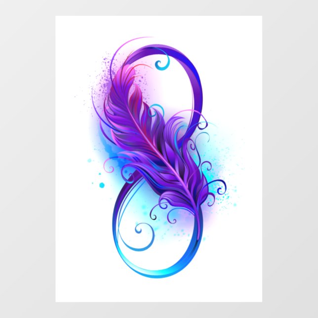 Infinity with Purple Feather Window Cling (Sheet)