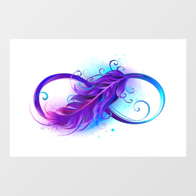 Infinity with Purple Feather Window Cling (Sheet)