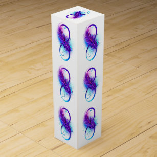 Infinity with Purple Feather Wine Box