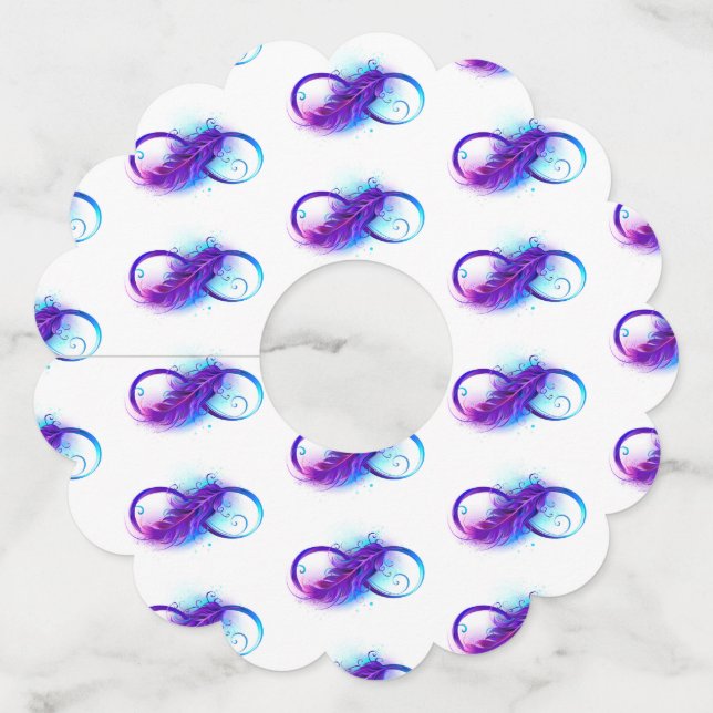 Infinity with Purple Feather Wine Glass Tag (Front)