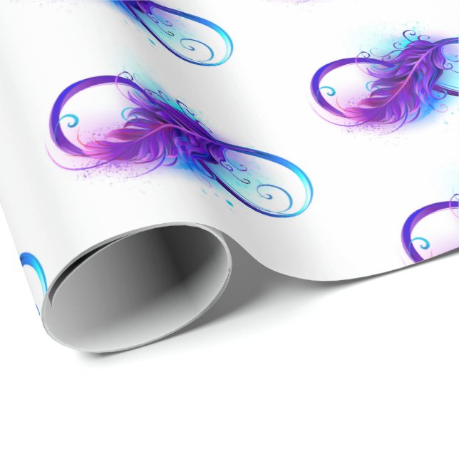 Infinity with Purple Feather Wrapping Paper (Roll Corner)