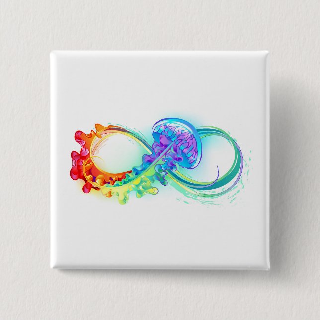 Infinity with Rainbow Jellyfish 15 Cm Square Badge (Front)