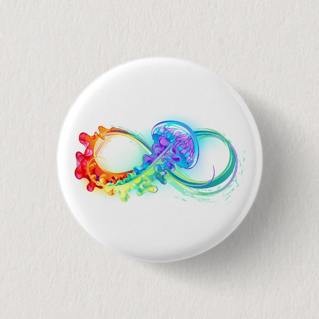 Infinity with Rainbow Jellyfish 3 Cm Round Badge (Front)