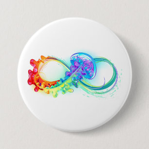 Infinity with Rainbow Jellyfish 7.5 Cm Round Badge