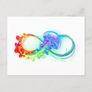 Infinity with Rainbow Jellyfish Announcement Postcard
