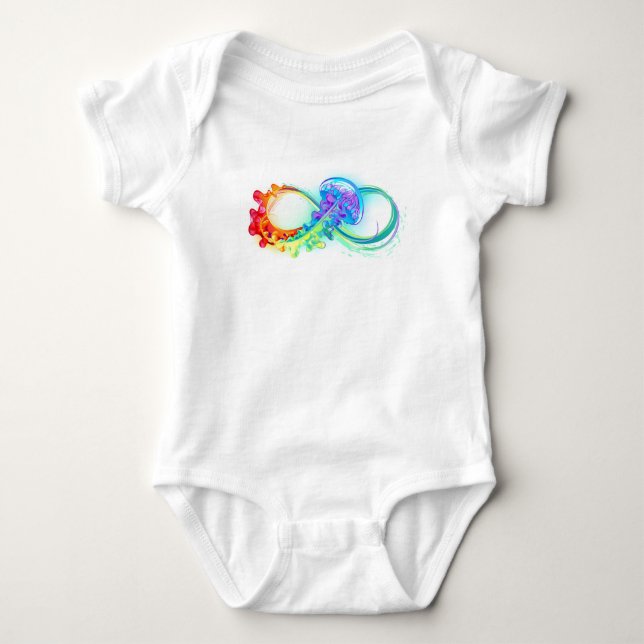 Infinity with Rainbow Jellyfish Baby Bodysuit (Front)
