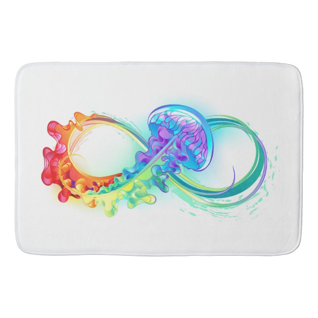 Infinity with Rainbow Jellyfish Bath Mat (Front)