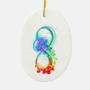 Infinity with Rainbow Jellyfish Ceramic Tree Decoration