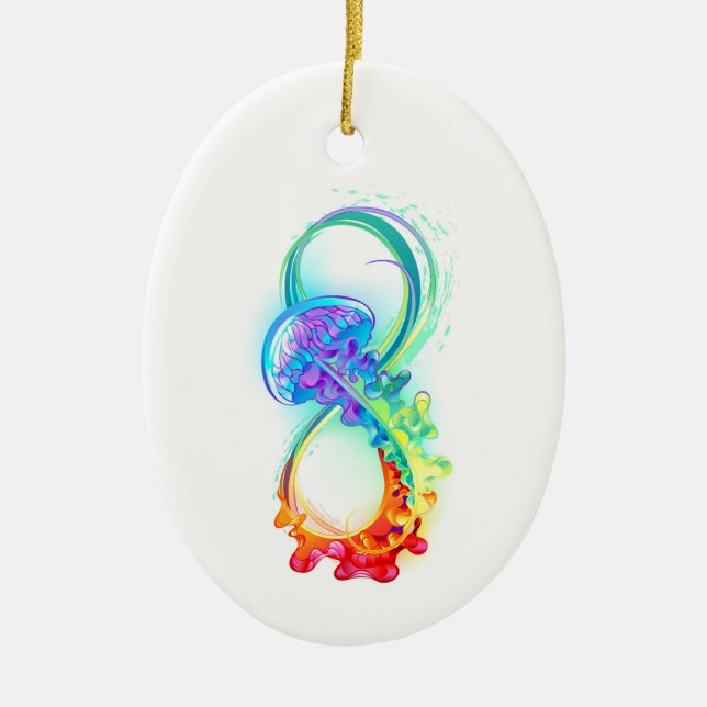 Infinity with Rainbow Jellyfish Ceramic Tree Decoration (Front)