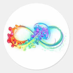 Infinity with Rainbow Jellyfish Classic Round Sticker
