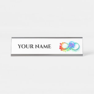 Infinity with Rainbow Jellyfish Desk Name Plate