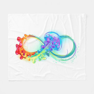 Infinity with Rainbow Jellyfish Fleece Blanket