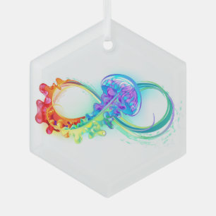 Infinity with Rainbow Jellyfish Glass Tree Decoration