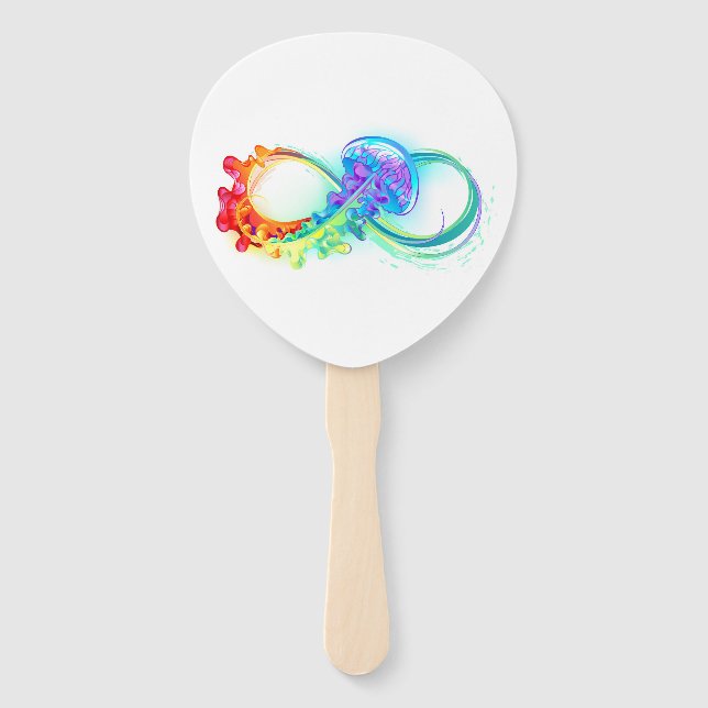 Infinity with Rainbow Jellyfish Hand Fan (Front)
