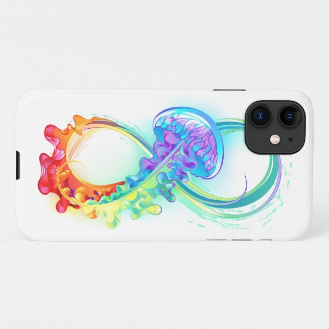 Infinity with Rainbow Jellyfish iPhone Case (Back Horizontal)