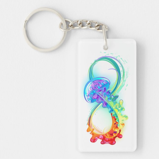 Infinity with Rainbow Jellyfish Key Ring (Front)
