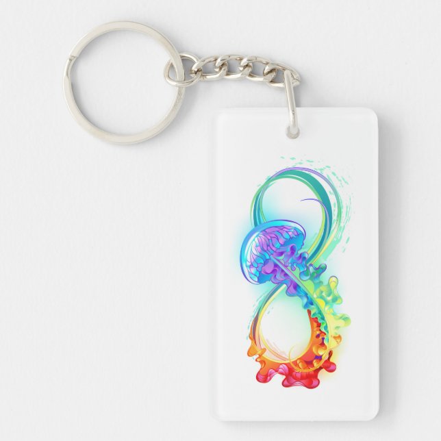 Infinity with Rainbow Jellyfish Key Ring (Front)