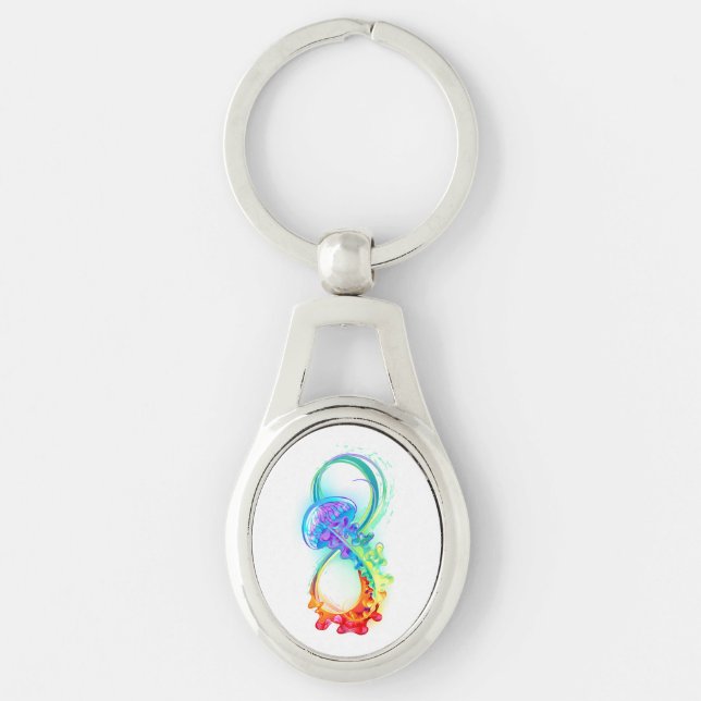 Infinity with Rainbow Jellyfish Key Ring (Front)