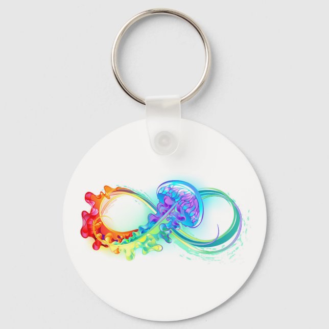 Infinity with Rainbow Jellyfish Key Ring (Front)