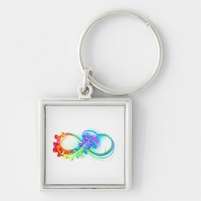 Infinity with Rainbow Jellyfish Key Ring (Front)