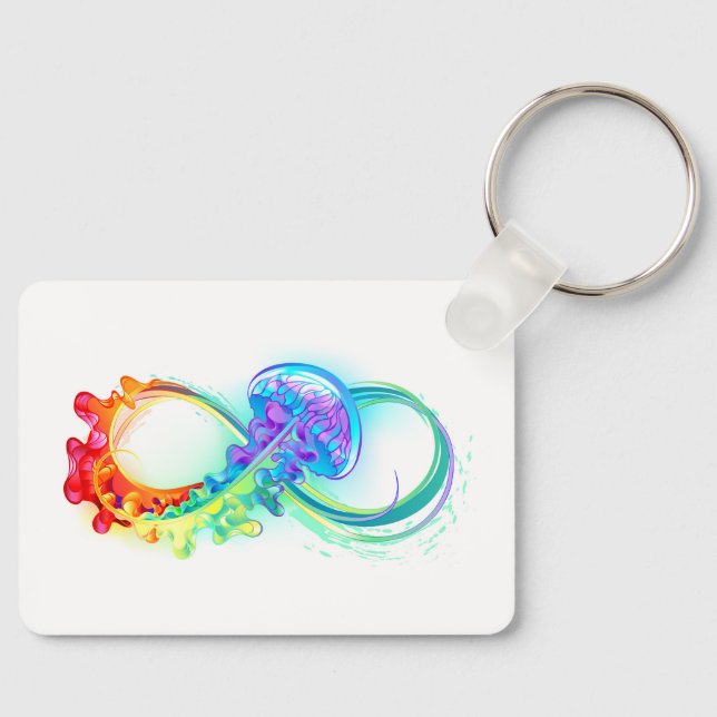 Infinity with Rainbow Jellyfish Key Ring (Front)