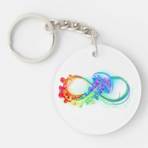 Infinity with Rainbow Jellyfish Key Ring