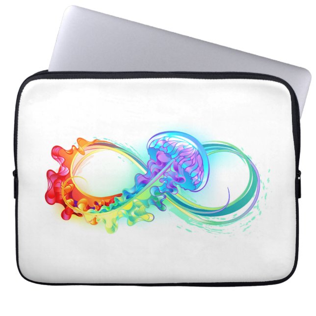 Infinity with Rainbow Jellyfish Laptop Sleeve (Front)