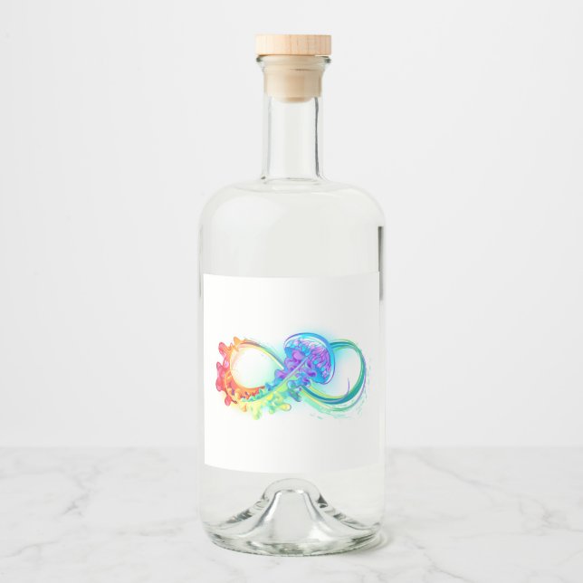 Infinity with Rainbow Jellyfish Liquor Bottle Label (Front)