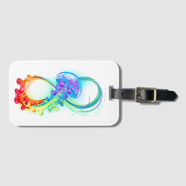 Infinity with Rainbow Jellyfish Luggage Tag (Front Horizontal)
