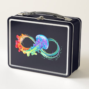 Infinity with Rainbow Jellyfish Metal Lunch Box
