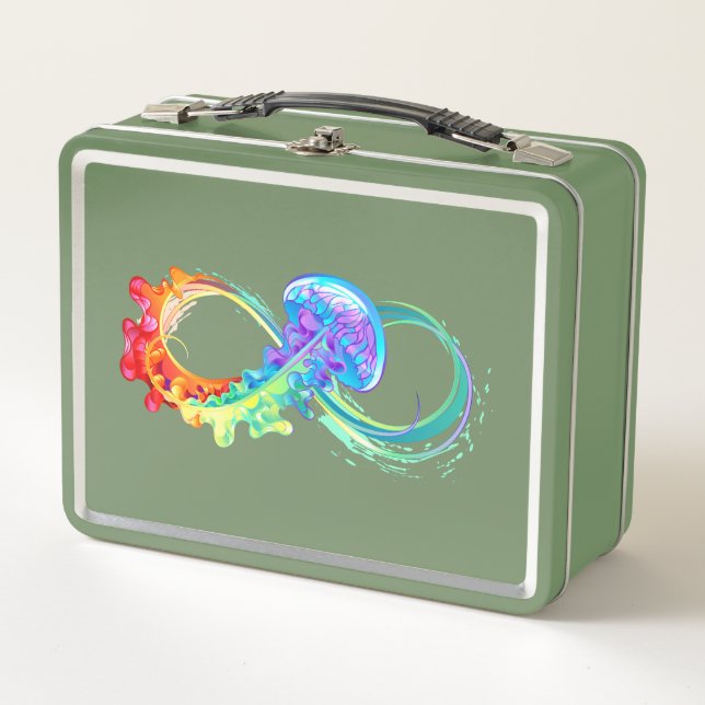Infinity with Rainbow Jellyfish Metal Lunch Box (Front)