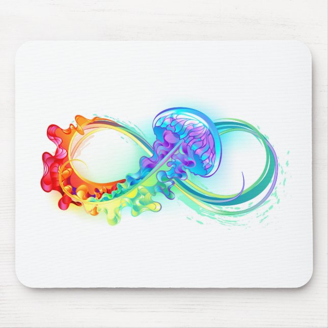 Infinity with Rainbow Jellyfish Mouse Mat (Front)