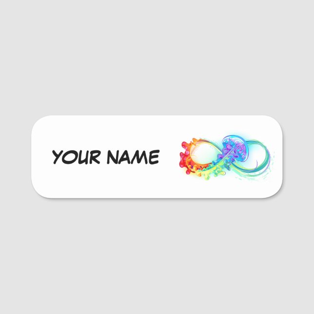 Infinity with Rainbow Jellyfish Name Tag (Front)
