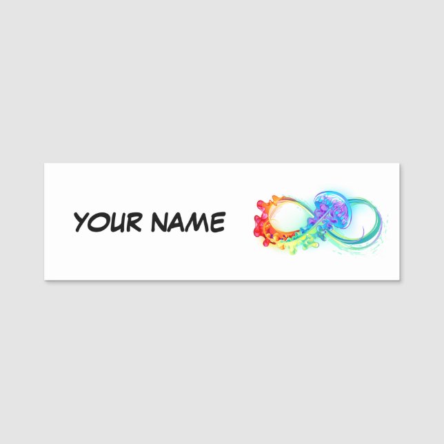 Infinity with Rainbow Jellyfish Name Tag (Front)