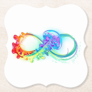 Infinity with Rainbow Jellyfish Paper Coaster