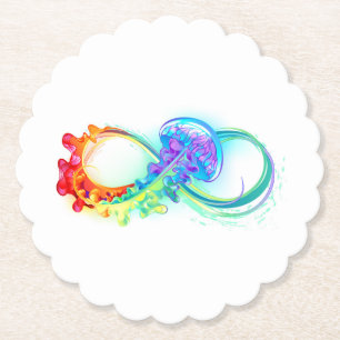 Infinity with Rainbow Jellyfish Paper Coaster