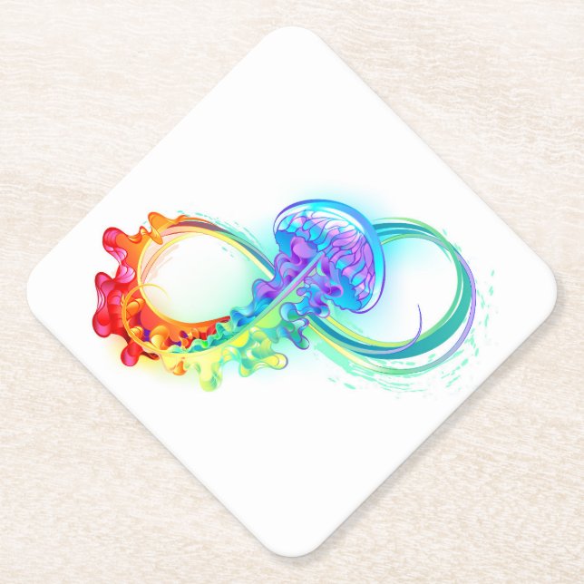 Infinity with Rainbow Jellyfish Paper Coaster (Front)