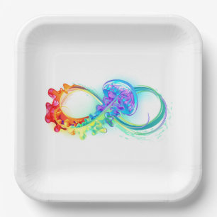 Infinity with Rainbow Jellyfish Paper Plate