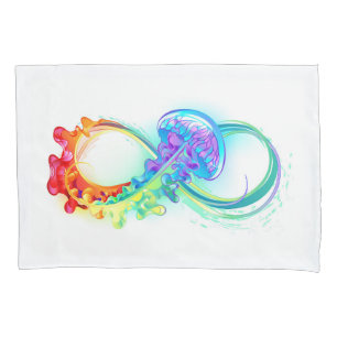 Infinity with Rainbow Jellyfish Pillowcase