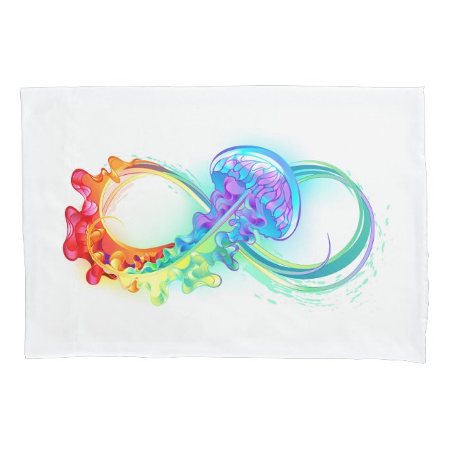 Infinity with Rainbow Jellyfish Pillowcase (Front-Left)