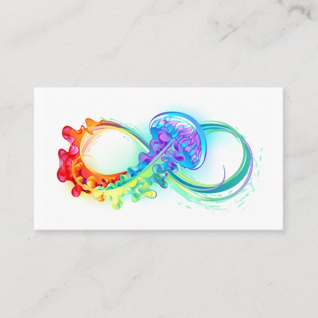 Infinity with Rainbow Jellyfish Place Card (Front)
