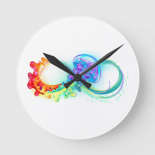 Infinity with Rainbow Jellyfish Round Clock
