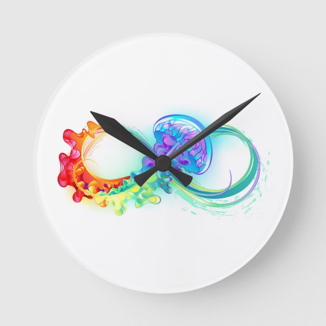 Infinity with Rainbow Jellyfish Round Clock (Front)