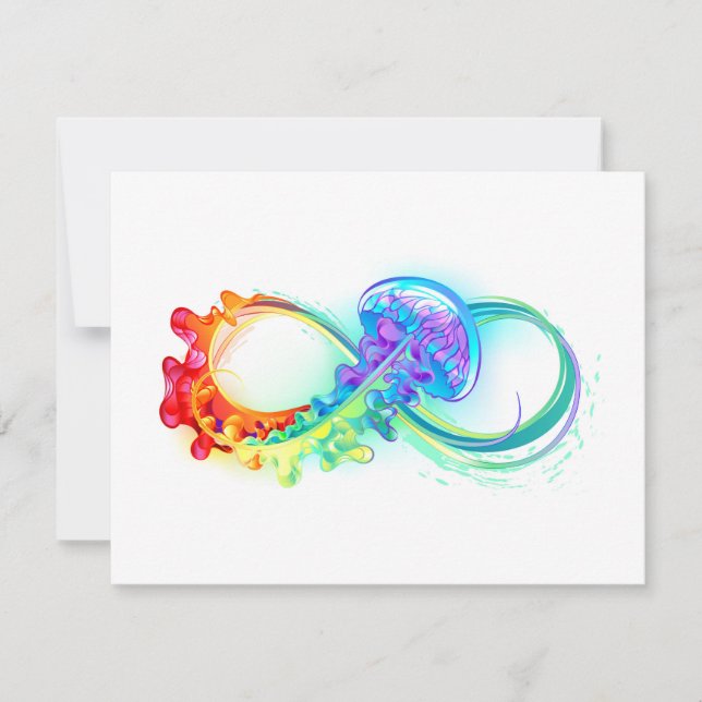 Infinity with Rainbow Jellyfish RSVP Card (Front)