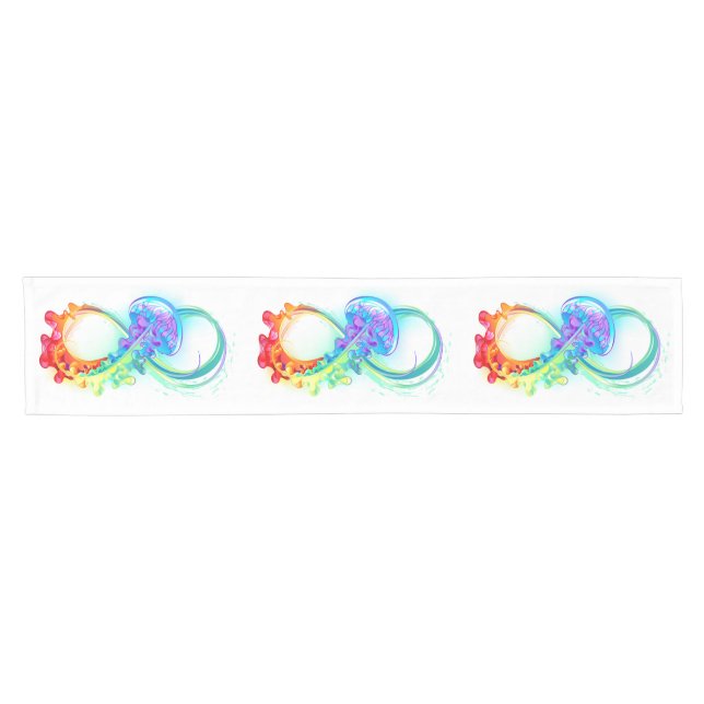 Infinity with Rainbow Jellyfish Short Table Runner (Horizontal)