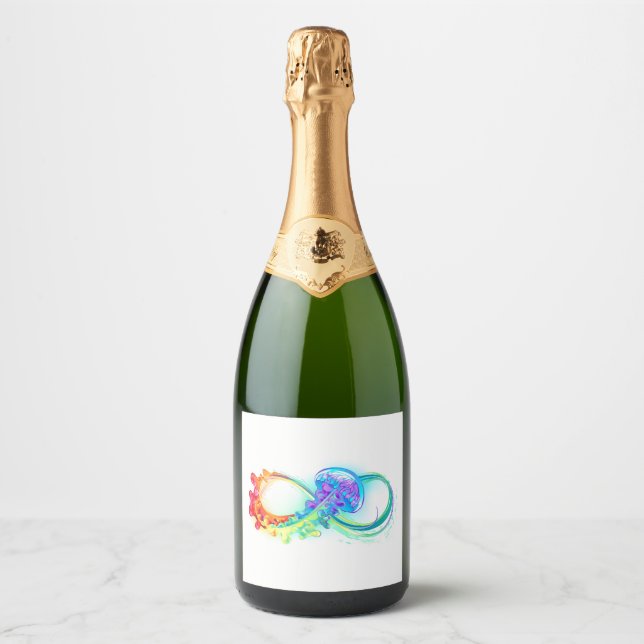 Infinity with Rainbow Jellyfish Sparkling Wine Label (Front)