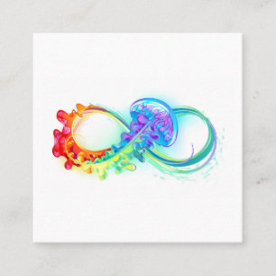 Infinity with Rainbow Jellyfish Square Business Card