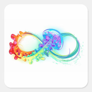 Infinity with Rainbow Jellyfish Square Sticker